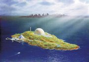 In this drawing, provided by the Global Peace Foundation, is what a proposed new peace center would look like on Alcatraz Island in San Francisco. A ballot initiative before San Franciscans envisions a new role for the island as a Global Peace Center.