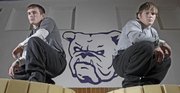 Alan Callahan, left, and his brother, Kevin Callahan, are standout wrestlers for Baldwin High. Kevin, a senior, owns the all-time career wins record at BHS and recently broke the state record for victories in a career. Alan, a junior, is hot on his tail and has 126 wins and counting - plus another year to add to the tally.