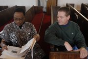 Joyce Pearson, left, and Kim Manz, of Plymouth Congregational Church, talk about the upcoming musical during Bible study and choir practice at the St. Luke African Methodist Episcopal Church, 900 N.Y. Plymouth Congregational is one of several groups participating in Sunday's celebration.