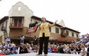 Democratic presidential hopeful Sen. Hillary Rodham Clinton, D-N.Y, speaks Saturday during a campaign stop at The Stockyards in Fort Worth, Texas.