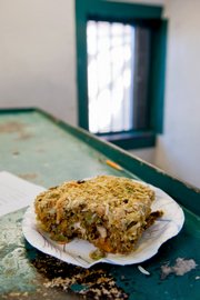 Nutraloaf, a product from the cafeteria of the Chittenden Regional Correctional Facility, sits atop an inmate's bunk bed Friday in South Burlington, Vt. Nutraloaf is made of whole wheat bread, nondairy cheese, raw carrots, spinach, seedless raisins, beans, vegetable oil, tomato paste, powdered milk and dehydrated potato flakes.
