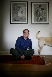 Jack Handey, author of the comedic "What I&squot;d Say to the Martians and Other Veiled Threats," joins his dog, Ruby, at his home in Santa Fe, N.M.