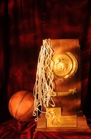A photo of the 1988 Kansas University men&squot;s basketball championship trophy was used for a Lawrence Journal-World special section earlier this year. "Light painting" was utilized to achieve the effect.