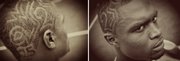 Kansas University junior Darrell Stuckey has his number 25 etched into his hair. Stuckey, known mostly for his happy-go-lucky demeanor, also knows when to exert toughness when he steps on the football field at safety.