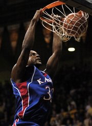 Darnell Jackson (32) throws down a dunk in this Feb. 2 file photo in Boulder, Colo. The Cleveland Cavaliers are expected to announce Jackson's three-year contract today.