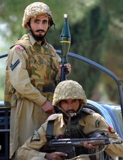 Pakistani troops patrol Friday in the Bajour Agency, Pakistan. Pakistan has decried this week's exchange of fire between U.S. and Pakistani forces.