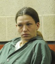 Barbara Jo Schnegelsiepen, 27, Topeka, made her first court appearance on Wednesday, Dec. 3, 2008, via video from the Douglas County Jail, where she is being held on $350,000 bail. Schnegelsiepen faces 11 charges in connection with two residential burglaries Tuesday morning in Lawrence that were followed by a lengthy high-speed chase that extended into rural areas west of town. A Lawrence police officer was injured when he was struck by the fleeing vehicle.