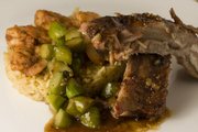 Surf and Turf Baby Back Ribs looks to beer for a special flavor in the ribs and smoked paprika and cayenne for smoky heat in the shrimp.