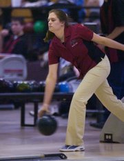 Junior Danielle Husted bowled a personal best Thursday with a 246. Lawrence High School bowling team hosted a varsity tri meet at Roayl Crest Lanes Thursday with Oskaloosa and Leavenworth.