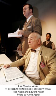 Ed Asner, seated in front, portrays William Jennings Bryan in the L.A. Theatre Works presentation of “The Great Tennessee Monkey Trial.”