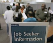 Job seekers line up for assistance Friday at an Economic Development Department office in Sunnyvale, Calif. The Federal Reserve’s new snapshot of business activity nationwide, released Wednesday, showed the economic picture darkening over the last two months and revealed little hope for a quick turnaround.