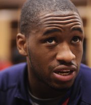 Dayton guard Mickey Perry, a native of Maywood, Ill., talks about competing against KU guard and Chicago native Sherron Collins in high school.