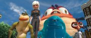 The Missing link, left, Ginormica, B.O.B., Insectosaurus and Dr. Cockroach band together to stop an alien invasion in “Monsters vs. Aliens.”