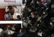 Desperate job seekers wait to submit applications at a job fair in Beijing. The IMF predicted the global economy will shrink 1.3 percent this year, despite efforts to stimulate economies across the globe.