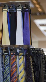Weaver’s department store, 901 Mass., still sees brisk business in tie sales, often from recent Kansas University graduates with job interviews on their schedule.