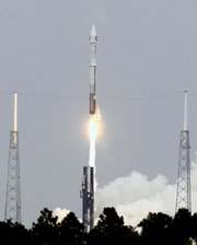 An Atlas V rocket blasts off Thursday, headed to the moon and carrying a pair of science probes that will scout out potential landing spots for astronauts. It was NASA’s first moon launch in a decade.