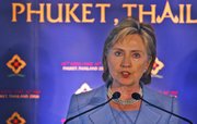 U.S. Secretary of State Hillary Rodham Clinton responds to questions during a news conference Thursday at the ASEAN Regional Forum in Phuket, Thailand. Clinton urged Asian nations to vigorously enforce the latest U.N. sanctions against North Korea.