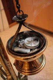 Frankincense is used abundantly at the Solemn High Mass on Sunday evenings at Trinity Episcopal Church, 1011 Vt.