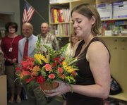 Sunflower School teacher Valisha Nelson received the Lawrence school district’s Horizon Award on Thursday. The award honors outstanding novice teachers.