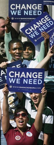 Young supporters of Democratic presidential hopeful Sen. Barack Obama, D-Ill., yell during a political rally on the campus of Florida A&M University in Tallahassee, Fla., in this Sept. 28, 2008, file photo. Young people were quick to get involved in the campaign to elect Obama, but political experts and youths themselves now say they’ve seen a marked drop in “Obamamania” on college campuses and elsewhere since the election, as the realities of political drudgery have set in, leaving some to wonder whether the president can count on his loyal supporters to help him on tough issues like health care reform.