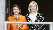 Elizabeth Smart, right, walks out of a federal courthouse in Salt Lake City with her mother, Lois Smart, after testifying Thursday at a competency hearing for her alleged kidnapper, Brian David Mitchell.