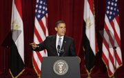 U.S. President Barack Obama speaks June 4 at Cairo University in Cairo, Egypt. Obama won the 2009 Nobel Peace Prize on Friday for “his extraordinary efforts to strengthen international diplomacy and cooperation between peoples,” the Norwegian Nobel Committee said.