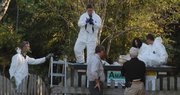 Florida Department of Law Enforcement investigators look for clues Thursday in the Somer Thompson murder investigation in a dumpster near a vacant house in Orange Park, Fla. A body found under trash in a landfill is that of 7-year-old Somer Thompson, a north Florida girl who vanished Monday on her walk home from school, authorities said Thursday.
