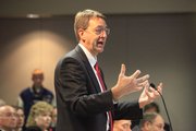 Duane Goossen, Director of the Budget for the State of Kansas told the Kansas Board of Regents about some possible cuts to higher education funding.