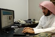 Abdulmanam Almushawah, the head of a Saudi government program called Assakeena, checks radical Web sites Saturday in Riyadh, Saudi Arabia. Assakeena, Arabic for “God’s Presence,” aims at combating Islamic militant Web sites.