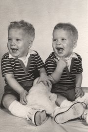 Bill and Bob Fleming, pictured in 1963, are identical twins and still experience the occasional case of mistaken identity — even by Bob’s 15-year-old daughter.
