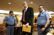 Defendant Scott Roeder leaves the courtroom after the jury heard the closing arguments in his case on Friday in Wichita. Roeder was convicted of murdering Kansas abortion provider Dr. George Tiller.