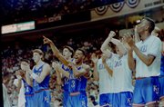 1991: March 23, in Charlotte, N.C., after knocking off No. 2 seed Indiana to advance to the Elite 8, Kansas upends top seed Arkansas (and Nolan Richardson's 40 minutes of hell) to advance to Final Four, where Roy Williams would coach against and defeat Dean Smith and KU would eventually lose to Duke in national title game.