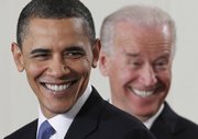 President Barack Obama and Vice President Joe Biden smile Tuesday in the East Room of the White House in Washington, before the president signed the health care bill. Doubted and deeply in need of a comeback, Obama had a political dream week: the biggest reform to health care in decades, an overhaul of college loans, and a U.S. deal with its old foe Russia to shrink the nuclear arsenals of both countries.