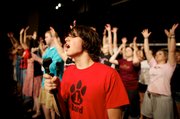 LHS senior Lucas Parker sings during a rehearsal for “Showtime.” The director is LHS teacher Cathy Crispino.