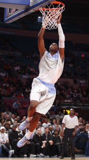 Kansas recruit Terrence Jones lays in a bucket on a breakaway during the second half of the Jordan Brand Classic on April 17 at Madison Square Garden in New York. Jones will take a recruiting visit to KU on Sunday.
