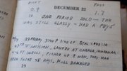 Harold Strub’s journal entry from Dec. 22, 1944 is shown at his home in Wichita in this June 3 photo.