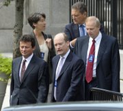 BP Chief Executive Officer Tony Hayward, left, BP America Chairman Lamar McKay, center, BP Chairman Carl-Henric Svanberg, second from right, and other BP representatives, arrive Wednesday at the White House for a meeting with President Barack Obama.