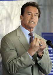 California Gov. Arnold Schwarzenegger speaks during a meeting of the Bay Area Council in Santa Clara, Calif., Friday. California Gov. Arnold Schwarzenegger, who twice vetoed legislation that would have legalized same-sex marriage, has surprised gay rights supporters by urging a federal judge to allow gay couples to resume marrying in the state without further delay.
