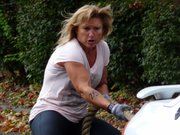 At right, Diane Juracek competes in the Strongman event in last year’s Next Level games. She placed second in her age division in 2009.