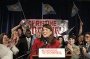 Republican Senate candidate Christine O’Donnell addresses supporters Tuesday after winning the Republican nomination for Senate in Dover, Del. O’Donnell upset nine-term U.S. Rep. Mike Castle.