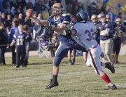 Nate Scott (23) can't quite haul in a pass in the first half of the Veritas Eagles' state championship game against St. Mary's Academy, Saturday, Nov. 6, 2010.