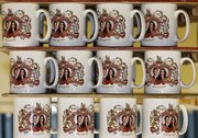 Mugs commemorating the forthcoming marriage of Britain’s Prince William to Kate Middleton are stacked Tuesday at the Prince William Pottery Company in Liverpool, England Prince William and Kate Middleton will marry April 29 in Westminster Abbey, the historic London church where Princess Diana’s funeral took place.