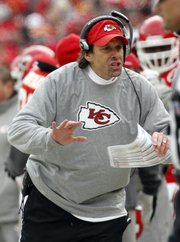 Kansas City Chiefs head coach Todd Haley reacts on the sideline in the Chiefs’ playoff loss to the Baltimore Ravens on Sunday, Jan. 9 in Kansas City, Mo.