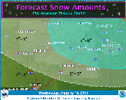 Here&squot;s the latest snowfall estimates for northeast Kansas from the National Weather Service office in Topeka. The weather service is calling for a wide range of northeast Kansas, including Lawrence, to see from 5" to 8" of snow between Wednesday afternoon and Thursday morning.