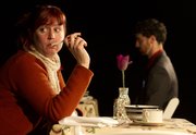 Kitty Steffens, Lawrence, plays Jean the female protagonist in "Dead Man's Cell Phone," a written by Sarah Ruhl. Doogin Brown, Kansas City, Mo., plays the titular dead man. "It’s a very beautiful and surreal dark comedy," Steffens says.