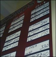 Stephen Paea’s name, pictured above, appears in the Lawrence High weight room for athletes 251 pounds and above on the bench press. In the spring of 2005, Paea bench pressed 330 pounds, still an LHS record to this day.