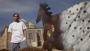 Lucas Nappo, a Haskell Indian Nations University student from Fort Hall, Idaho, helped paint some new pieces of art on the campus in 2010. The metal-fabricated Appaloosa horses were decorated by a number of student artists and add to the growing collection of campus art. Nappo is of the Shoshone Bannock tribe.