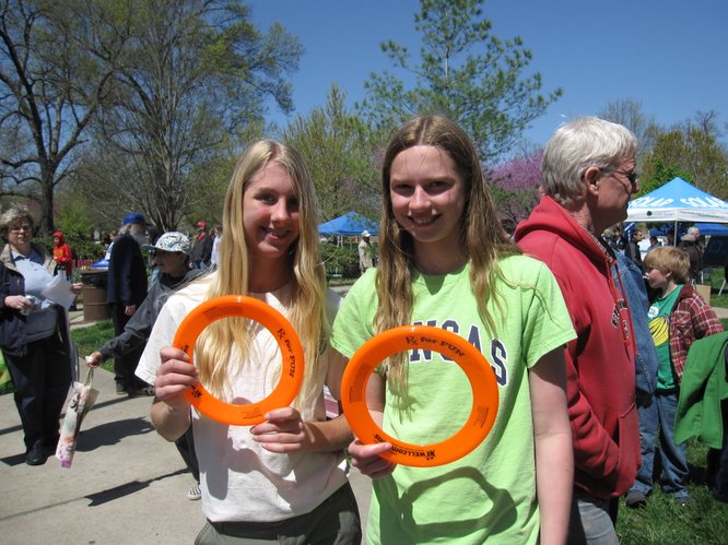 Chloe Burns, left, and Laura Kennard, both 13 and Southwest Junior High School students, enjoyed the Earth Day Celebration on Saturday, April 16, 2011, at South Park. More than 1,000 people attended the event that had 75 earth-friendly booths.