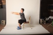 Matt Scanlon demonstrates the middle position for a front squat. The final position is returning back to a standing position. Repeat.