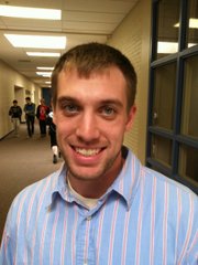 Andrew Bissonnette, a student teacher at West Junior High School. He is a senior at Kansas University.